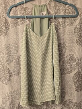Express Light Green Polka Dot Halter Tank